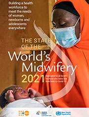 Cover of the State of the World’s Midwifery 2021 report