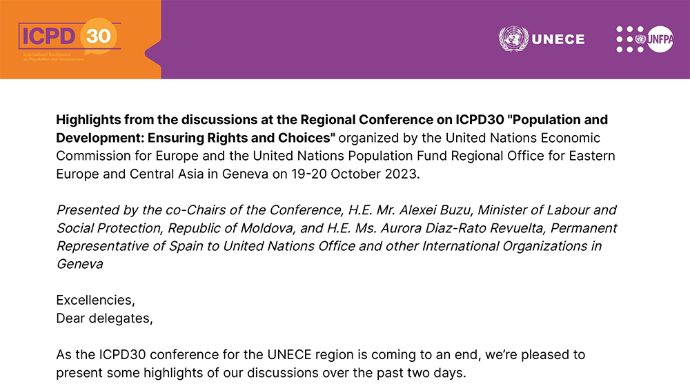 Text from the Highlights from the ICPD30 conference discussions report