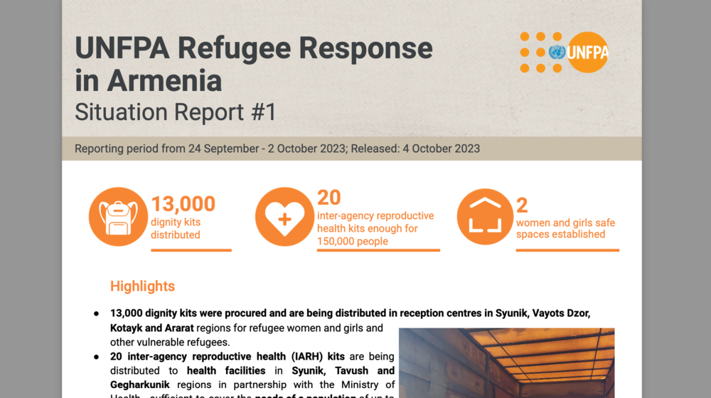 UNFPA Refugee Response in Armenia Situation Report #1
