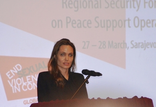 Angelina Jolie at Sarajevo peace conference
