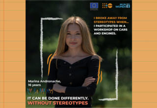 In Moldova, young people like Marina Andronache, 16, met to discuss the gender stereotypes they have faced. Photo: UNFPA Moldova.