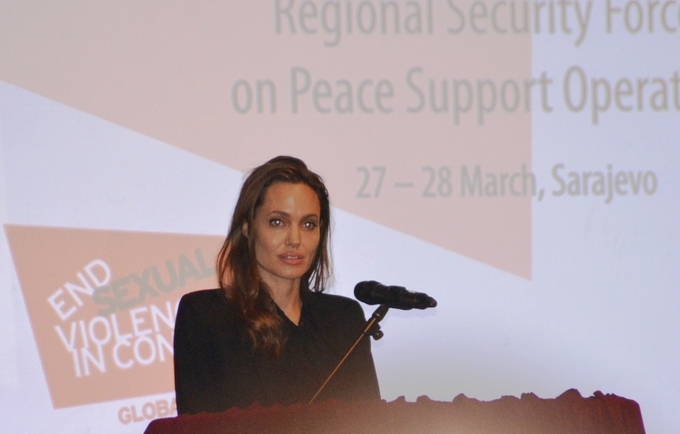 Angelina Jolie at Sarajevo peace conference