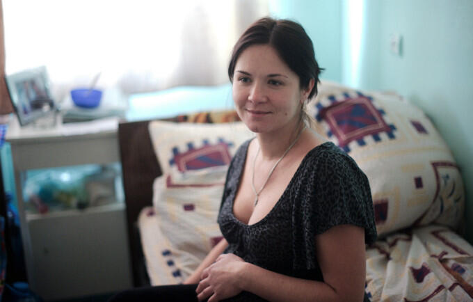 Elena at the maternity clinic where she gave birth to her second child