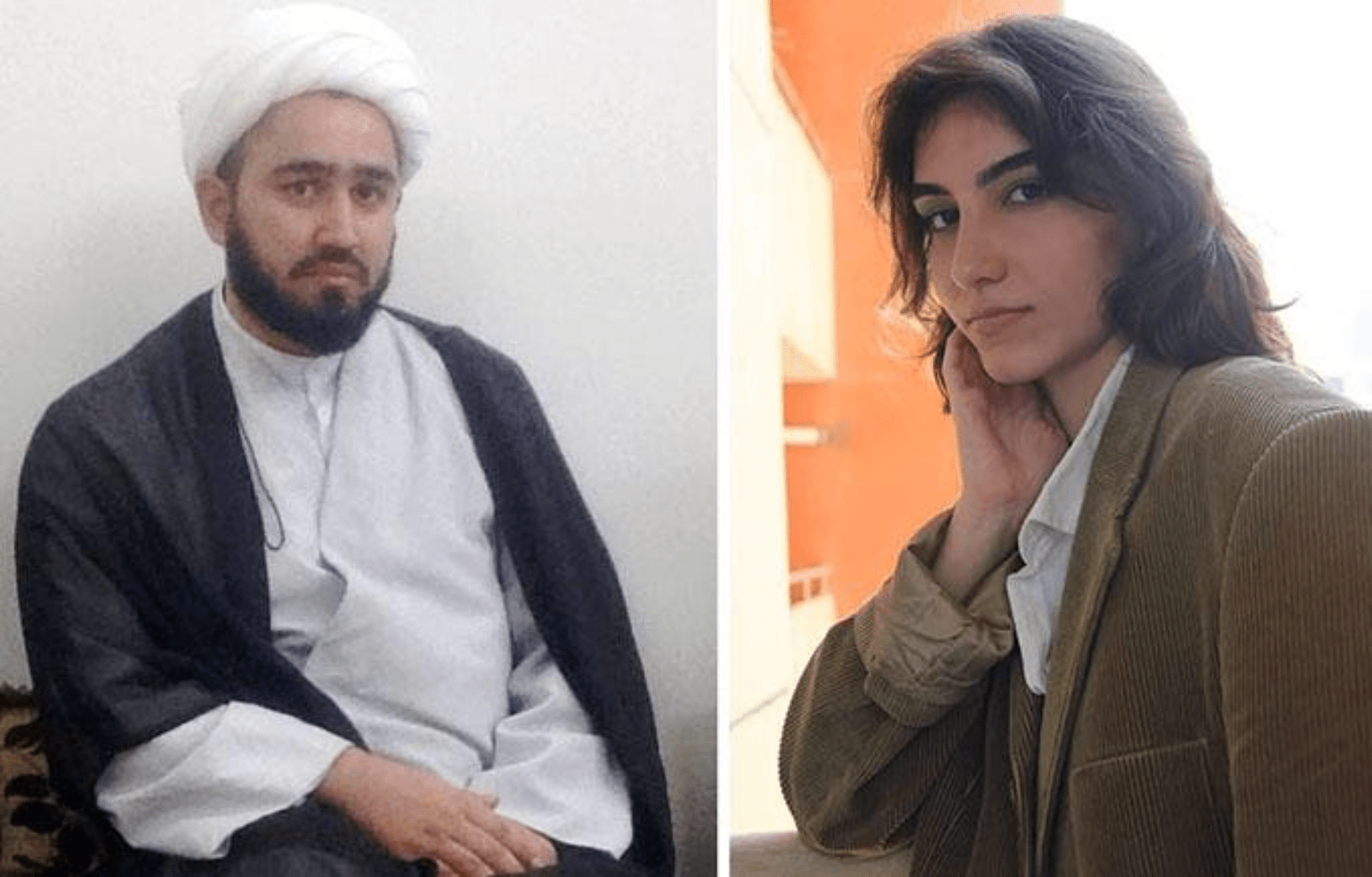 Man and a women, split screen, portraits