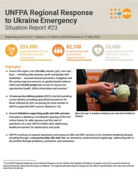 UNFPA Regional Response to Ukraine Emergency Situation Report #23 - 17 May 2024