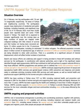 UNFPA Appeal for Türkiye Earthquake Response