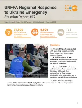 UNFPA Regional Response to Ukraine Emergency Situation Report #17 – 15 March, 2023