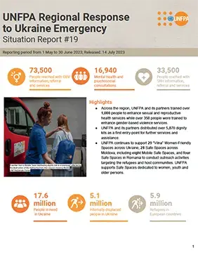 UNFPA Regional Response to Ukraine Emergency Situation Report #19 – 14 July 2023