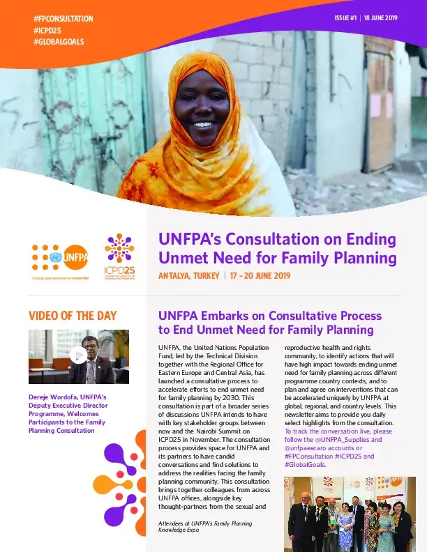 Consultation on Ending Unmet Need for Family Planning: Newsletter Sumary