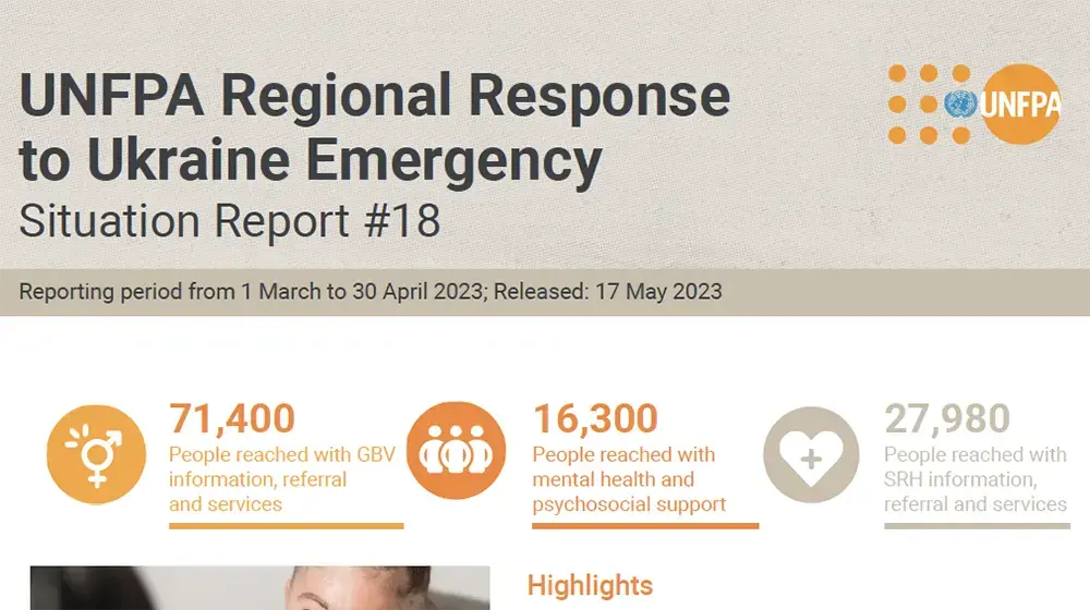 UNFPA Regional Response to Ukraine Emergency Situation Report #18 – 17 May, 2023