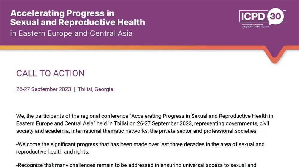 Call to Action on Accelerating Progress in Sexual and Reproductive Health in Eastern Europe and Central Asia