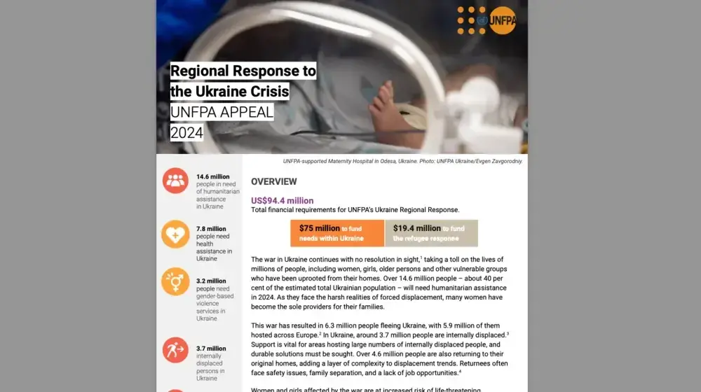 Regional Response to the Ukraine Crisis: UNFPA Appeal 2024